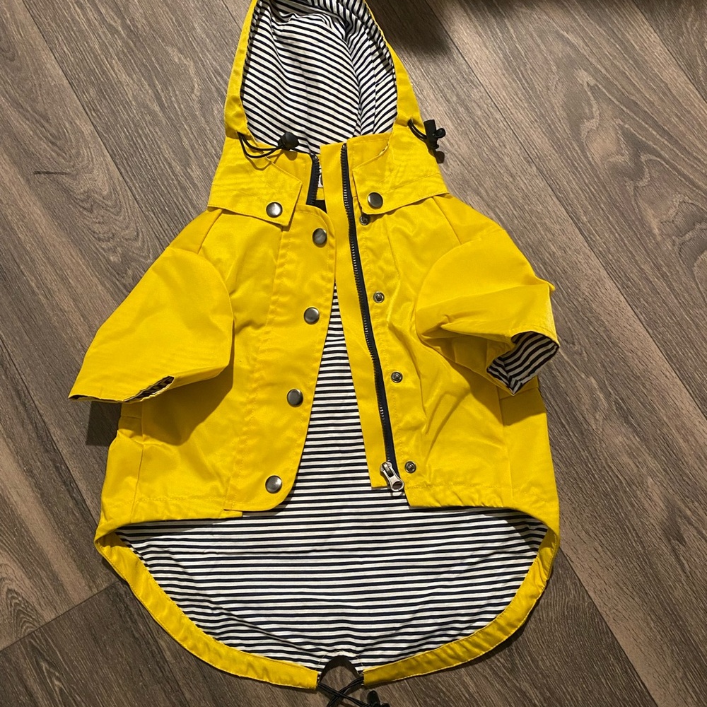 Ellie Yellow Dog Raincoat with Striped Lining